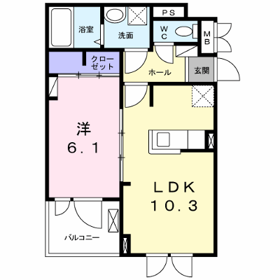 オベルジーヌ 201【管理NO：1-024420401-02010】 ★家具家電は申し込み後に搬入します★の物件画像