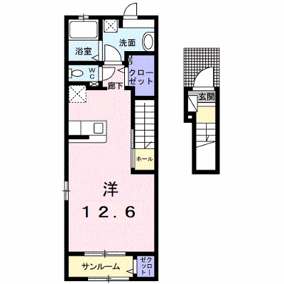 サニーハウス 204【管理NO：1-025286301-02040】 ★家具家電は申し込み後に搬入します★ ★2026年09月中旬入居可能★の物件画像