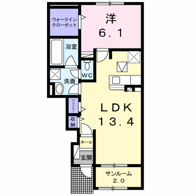 アロッジオ　ワサダ 103【管理NO：1-024844801-01030】 ★家具家電は申し込み後に搬入します★の物件画像