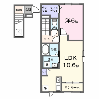 カフーエス 201【管理NO：1-028664401-02010】 ★家具家電は申し込み後に搬入します★ ★2026年10月上旬入居可能★の物件画像