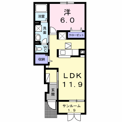 サニーフラットＤ 103【管理NO：1-022895701-01030】 ★家具家電は申し込み後に搬入します★ ★2026年08月下旬入居可能★の物件画像