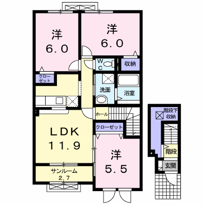 カームリー　Ⅰ 201【管理NO：1-014842201-02010】 ★家具家電は申し込み後に搬入します★ ★2026年10月上旬入居可能★の物件画像