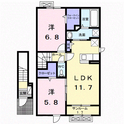 ヴィラ・ローザ 205【管理NO：1-026805101-02050】 ★家具家電は申し込み後に搬入します★ ★2026年09月中旬入居可能★の物件画像