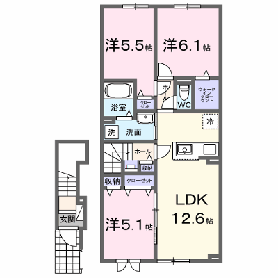 インテルノ　ウエスト 202【管理NO：1-028506202-02020】 ★家具家電は申し込み後に搬入します★ ★2026年10月上旬入居可能★の物件画像