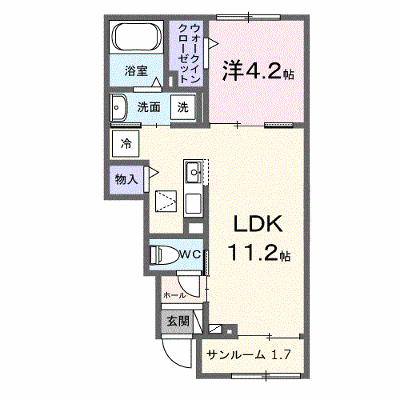プリムヴェール 102【管理NO：1-028155501-01020】 ★家具家電は申し込み後に搬入します★ ★2026年09月下旬入居可能★の物件画像