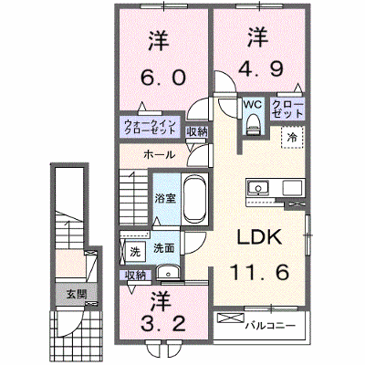 西５丁目アパート 204【管理NO：1-028114301-02040】 ★家具家電は申し込み後に搬入します★ ★2027年02月下旬入居可能★の物件画像