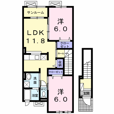 ロズレイ 203【管理NO：1-016799501-02030】 ★家具家電は申し込み後に搬入します★ ★2026年09月下旬入居可能★の物件画像
