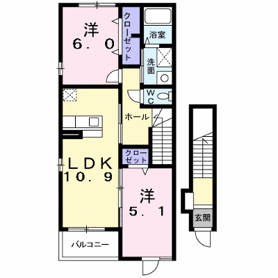 レインボーハウスⅥ 201【管理NO：1-014609202-02010】 ★家具家電は申し込み後に搬入します★ ★2026年08月下旬入居可能★の物件画像