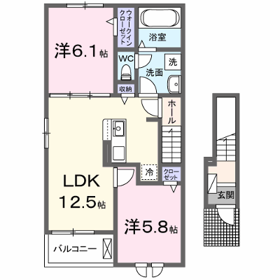 サニーヒル 201【管理NO：1-027399201-02010】 ★家具家電は申し込み後に搬入します★ ★2026年10月中旬入居可能★の物件画像