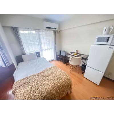 ユニオンマンスリー本厚木６　201　1K・シングル☆【禁煙ルーム】人気の角部屋！安心のオートロック＆モニター付きインターフォン完備！デスク・チェア＆たっぷり収納2ドア冷蔵庫など生活家電のあるお部屋の物件画像