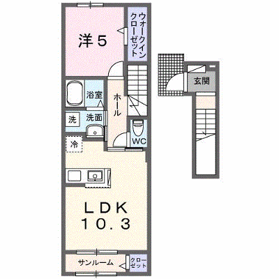 コルティーレⅡ 202【管理NO：1-027692301-02020】 ★家具家電は申し込み後に搬入します★の物件画像
