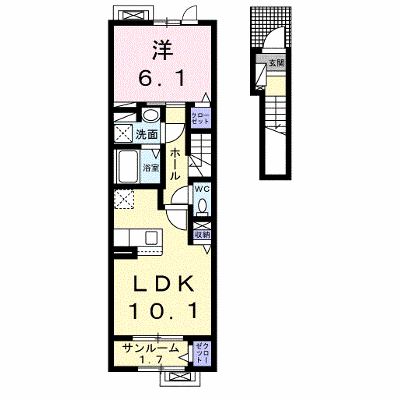 ヒカルサ高岡角ウエスト 204【管理NO：1-027529901-02040】 ★家具家電は申し込み後に搬入します★の物件画像
