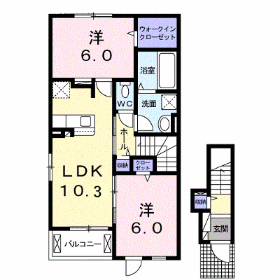 エイドⅡ 201【管理NO：1-026147402-02010】 ★家具家電は申し込み後に搬入します★ ★2026年10月上旬入居可能★の物件画像
