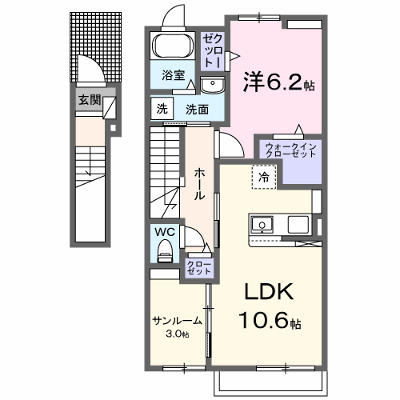 アルカンシエル 203【管理NO：1-027325701-02030】 ★家具家電は申し込み後に搬入します★ ★2026年10月中旬入居可能★の物件画像