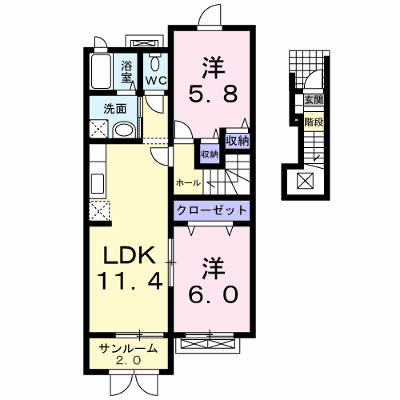 ヴィオラ 204【管理NO：1-016358601-02040】 ★家具家電は申し込み後に搬入します★ ★2026年10月中旬入居可能★の物件画像