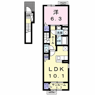 フェルメール 201【管理NO：1-027478801-02010】 ★家具家電は申し込み後に搬入します★ ★2027年01月下旬入居可能★の物件画像