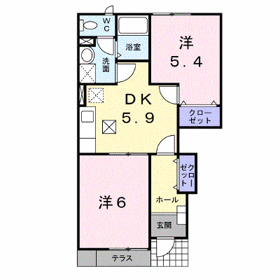 フィオーレ．Ｋ・Ｂ 102【管理NO：1-012397002-01020】 ★家具家電は申し込み後に搬入します★の物件画像