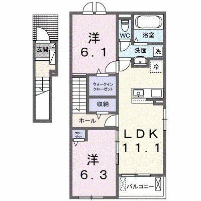 グランディス 201【管理NO：1-028748001-02010】 ★家具家電は申し込み後に搬入します★ ★2026年10月上旬入居可能★の物件画像