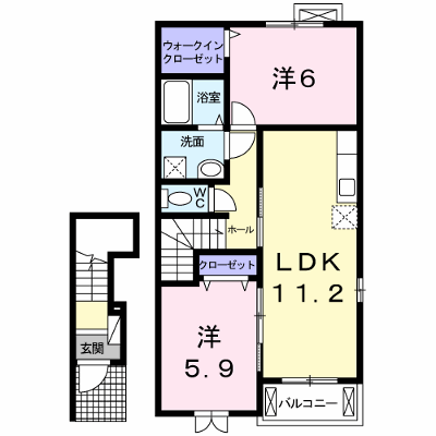 ウッディー・パレス 203【管理NO：1-016038801-02030】 ★家具家電は申し込み後に搬入します★ ★2026年10月中旬入居可能★の物件画像