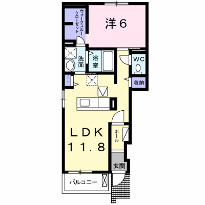 フォーク　Ｋ４ 101【管理NO：1-023433901-01010】 ★家具家電は申し込み後に搬入します★ ★2026年10月上旬入居可能★の物件画像