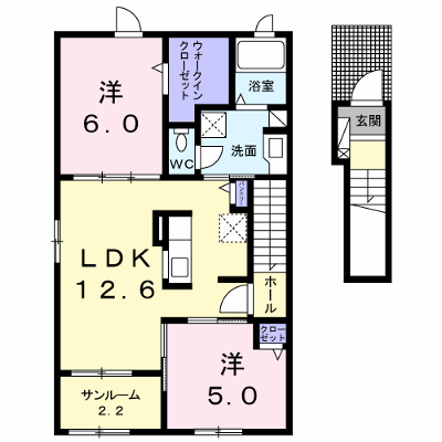 ラパン・エスポワールＣ 202【管理NO：1-024396302-02020】 ★家具家電は申し込み後に搬入します★の物件画像