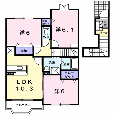 メリー・プラッツ　Ⅱ 203【管理NO：1-013676602-02030】 ★家具家電は申し込み後に搬入します★ ★2026年09月下旬入居可能★の物件画像