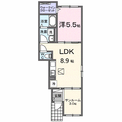 モンレーヴみのり 104【管理NO：1-027326801-01040】 ★家具家電は申し込み後に搬入します★ ★2026年09月中旬入居可能★の物件画像