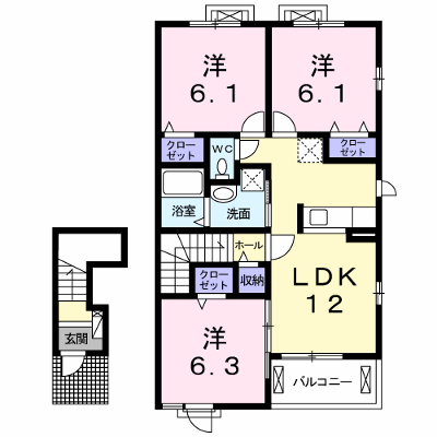 ソレイユ 206【管理NO：1-019726101-02050】 ★家具家電は申し込み後に搬入します★の物件画像