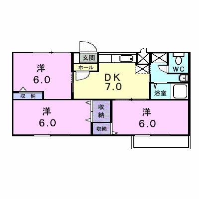 シャルマン北川毛Ｂ 202【管理NO：1-007490602-02020】 ★家具家電は申し込み後に搬入します★ ★2026年10月中旬入居可能★の物件画像