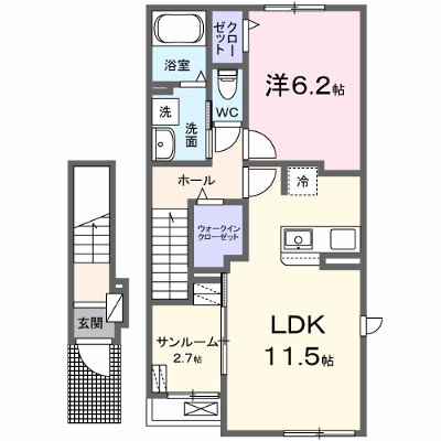 アヴニール 203【管理NO：1-027336101-02030】 ★家具家電は申し込み後に搬入します★ ★2026年11月上旬入居可能★の物件画像