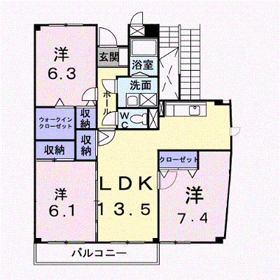 バッハヴィラ 301【管理NO：1-007033301-03010】 ★家具家電は申し込み後に搬入します★ ★2026年09月中旬入居可能★の物件画像