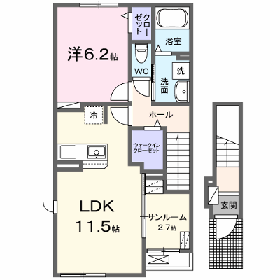 ラピスールＢ 201【管理NO：1-027763402-02010】 ★家具家電は申し込み後に搬入します★ ★2026年10月下旬入居可能★の物件画像