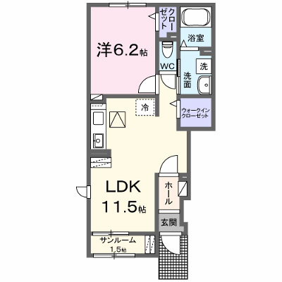 ラピスールＢ 101【管理NO：1-027763402-01010】 ★家具家電は申し込み後に搬入します★ ★2026年10月下旬入居可能★の物件画像