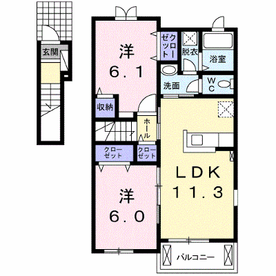 レイクサイドヴィラ・Ｋ 201【管理NO：1-018559301-02010】 ★家具家電は申し込み後に搬入します★の物件画像