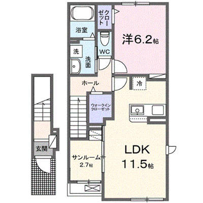 イリーデⅢ 204【管理NO：1-026492101-02040】 ★家具家電は申し込み後に搬入します★ ★2027年02月上旬入居可能★の物件画像