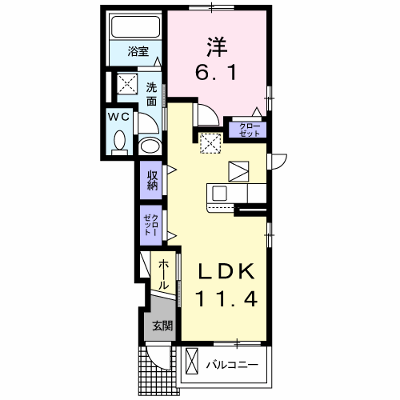 シトロンⅡ 104【管理NO：1-024987602-01040】 ★家具家電は申し込み後に搬入します★ ★2026年10月中旬入居可能★の物件画像