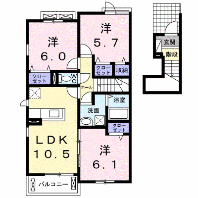エスパス　ド　コンフォーⅡ　Ａ 203【管理NO：1-024302001-02030】 ★家具家電は申し込み後に搬入します★ ★2026年10月中旬入居可能★の物件画像