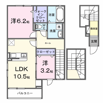ベル・コリーヌⅡ 301【管理NO：1-026610102-03010】 ★家具家電は申し込み後に搬入します★ ★2026年10月上旬入居可能★の物件画像