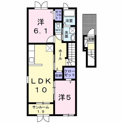プラシードガーデンⅢ 205【管理NO：1-020431803-02050】 ★家具家電は申し込み後に搬入します★ ★2026年10月中旬入居可能★の物件画像