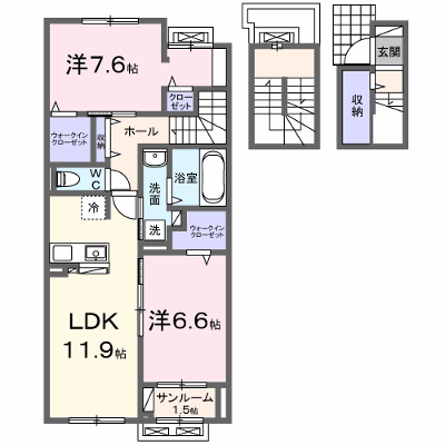 セージ２ｎｄ 304【管理NO：1-027183102-03040】 ★家具家電は申し込み後に搬入します★ ★2026年10月中旬入居可能★の物件画像