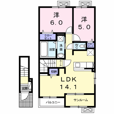 メゾンフランＦ 205【管理NO：1-024558401-02040】 ★家具家電は申し込み後に搬入します★ ★2026年12月中旬入居可能★の物件画像