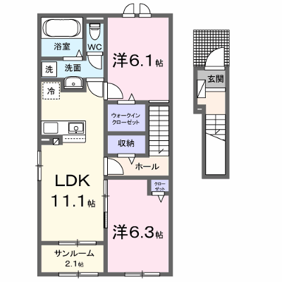 キーウエスト　Ｋ 204【管理NO：1-028791801-02040】 ★家具家電は申し込み後に搬入します★ ★2027年02月上旬入居可能★の物件画像