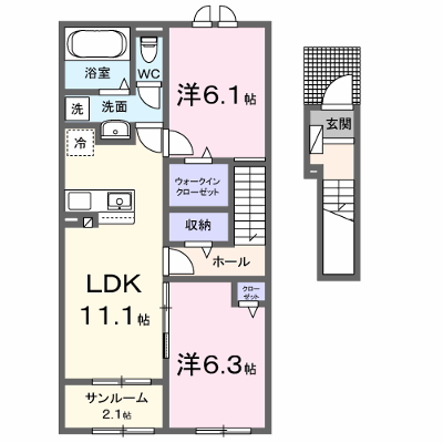 キーウエスト　Ｋ 203【管理NO：1-028791801-02030】 ★家具家電は申し込み後に搬入します★ ★2027年02月上旬入居可能★の物件画像