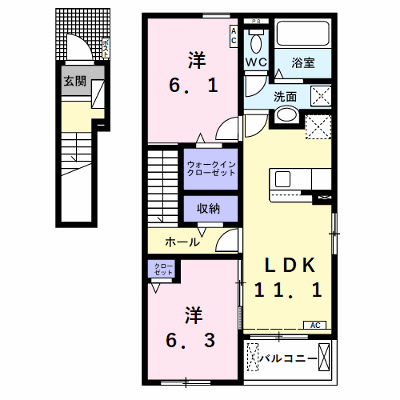 Ｌｅｉ（レイ）ａ 201【管理NO：1-027306501-02010】 ★家具家電は申し込み後に搬入します★ ★2026年10月下旬入居可能★の物件画像