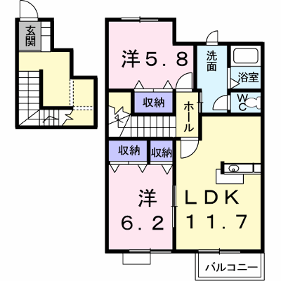 アン＆アンディ－　Ｂ 201【管理NO：1-010534502-02010】 ★家具家電は申し込み後に搬入します★ ★2026年10月下旬入居可能★の物件画像