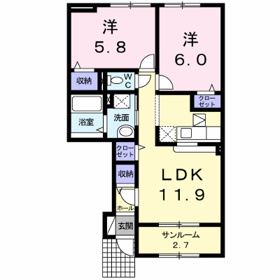 アンファミーユⅢ 102【管理NO：1-016691203-01020】 ★家具家電は申し込み後に搬入します★ ★2026年10月下旬入居可能★の物件画像