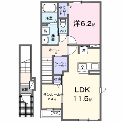 グランウィステリア　Ⅱ 202【管理NO：1-027852301-02020】 ★家具家電は申し込み後に搬入します★ ★2026年10月中旬入居可能★の物件画像