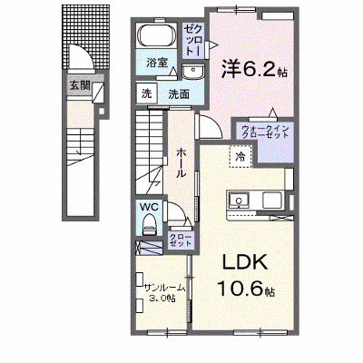 オーブ 202【管理NO：1-027403301-02020】 ★家具家電は申し込み後に搬入します★ ★2026年11月中旬入居可能★の物件画像