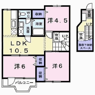 クールブラーシェＡ 203【管理NO：1-010750301-02030】 ★家具家電は申し込み後に搬入します★ ★2026年10月中旬入居可能★の物件画像