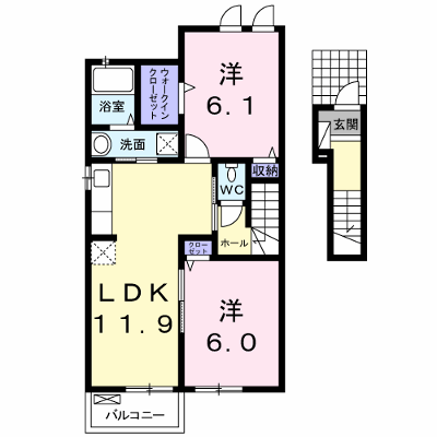 エアリーヒルズ・Ⅰ 205【管理NO：1-019869501-02040】 ★家具家電は申し込み後に搬入します★ ★2026年09月下旬入居可能★の物件画像